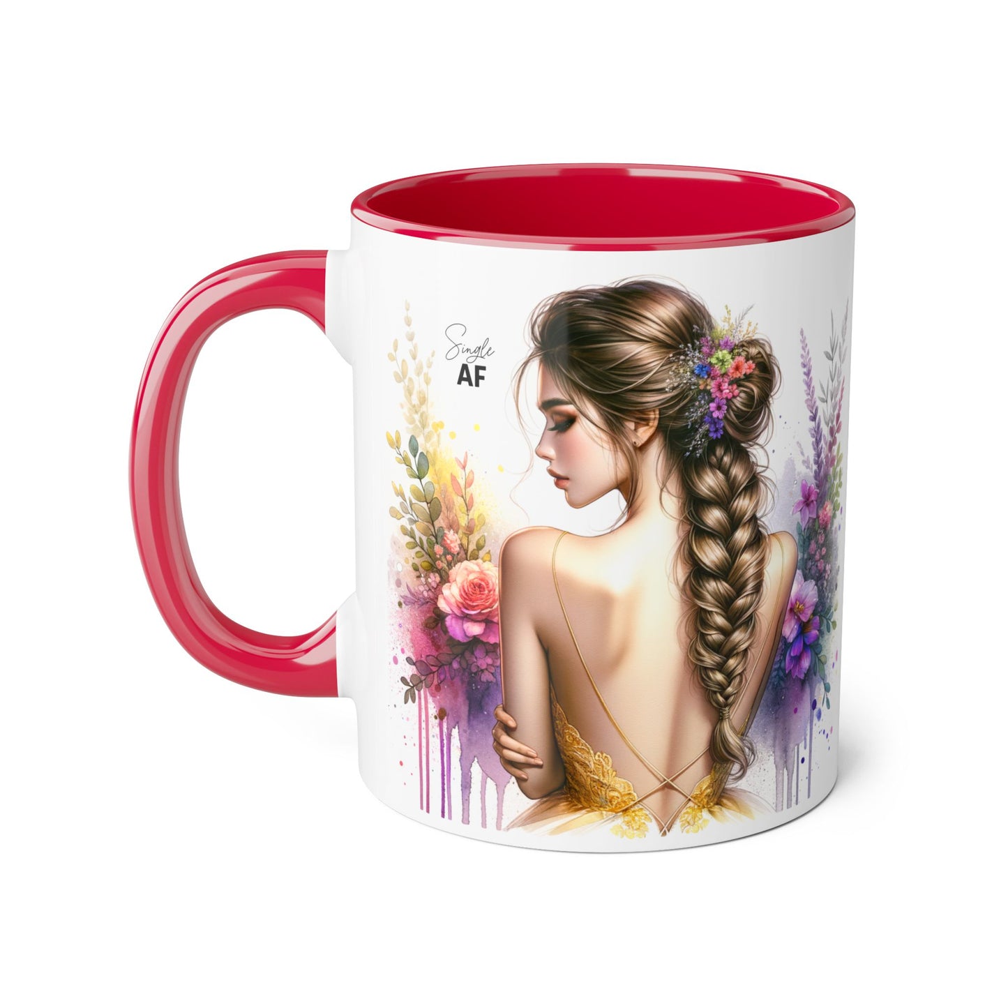 Floral Art Accent Mug, Coffee Cup for Home Decor, Gift for Her, Birthday Present, Inspirational Drinkware