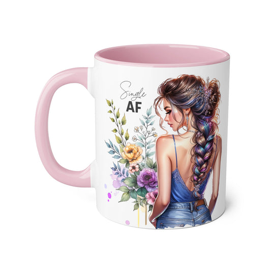 Single AF Stylish Accent Mugs for Coffee Lovers, Floral Design Mug, Gift for Her, Unique Tea Mug, Simple AF Mugs for Home Decor