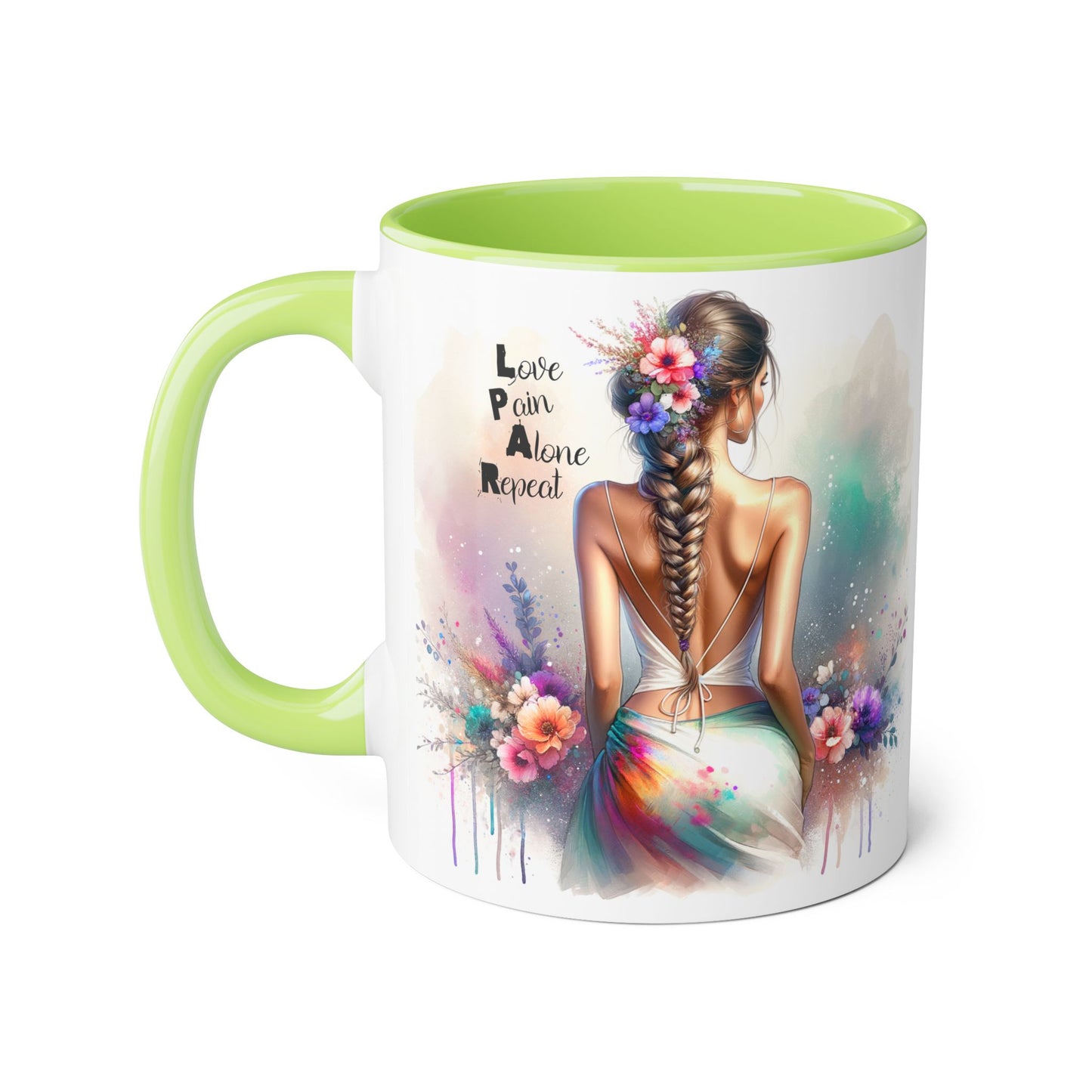 Boho Love Pain Alone Mug, Inspirational Gift, Handmade Coffee Cup, Artistic Ceramic Drinkware, Unique Home Decor