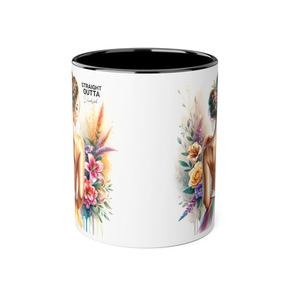 Straight Outta Divorced Humoristic Artistic Accent Mugs, 11oz | Botanical Floral Designs | Perfect Gift for Art Lovers, Home Decor, Birthday, Coffee Enthusiasts, Tea Lovers