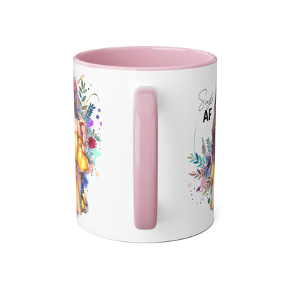 Single AF Floral Accent Mug - Perfect Gift for Singles, Cute Coffee Cup for Friends, Birthday or Self-Care Treat