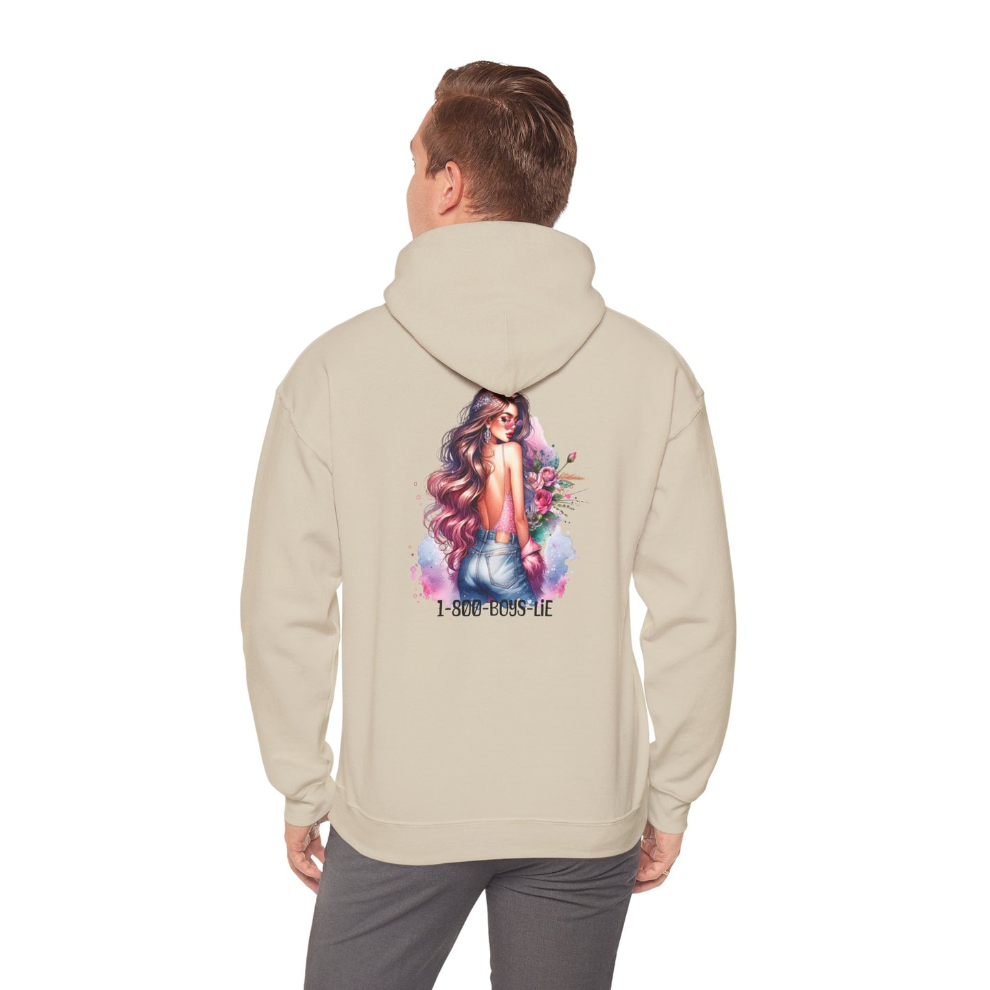 1-800-Boys-Lie Floral Art Hooded Sweatshirt, Cozy Unisex Hoodie, Everyday Wear, Gift for Her, Casual Style