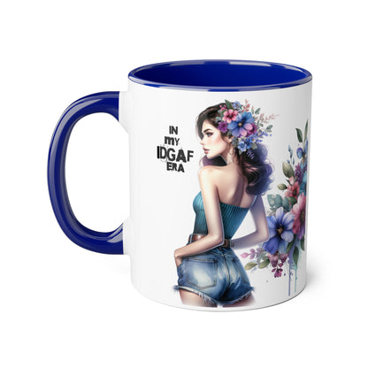 Bold Floral IDGAF Era Mug | Unique Coffee Gift | Retro Vibes | Sassy Tea Cup | Fun Home Decor | Statement Drinkware | 11oz Accent Mug