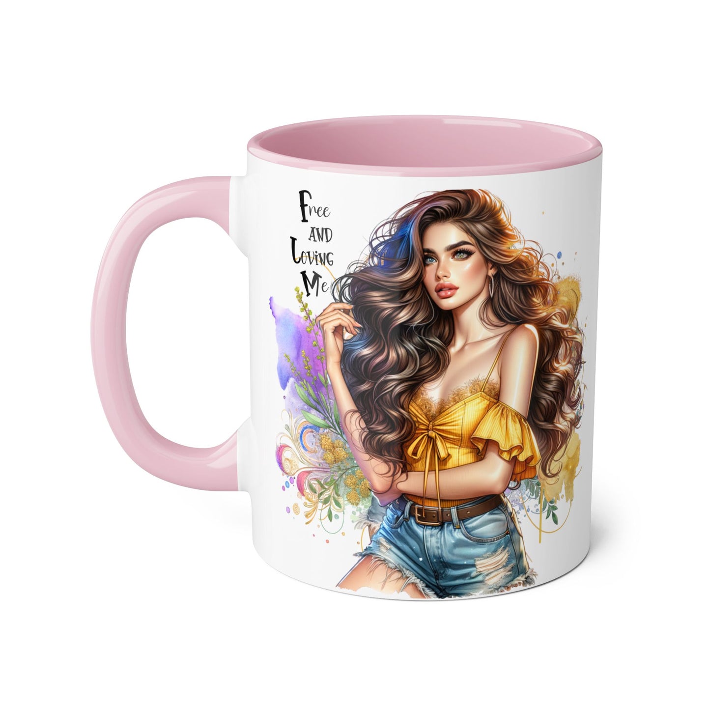 Free Spirit Accent Mug, Boho Coffee Cup, Inspirational Gift, Art Lover's Mug, Unique Home Decor, Stylish Drinkware