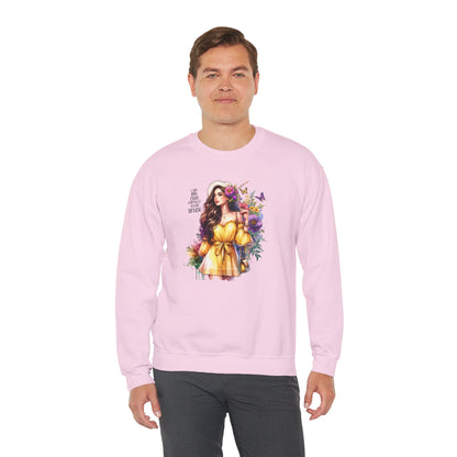 I Am My Own Happily Ever After  Floral Goddess Crewneck Sweatshirt - Boho Chic, Cozy Style, Perfect for Spring, Gift for Her, Casual Wear, Everyday Comfort