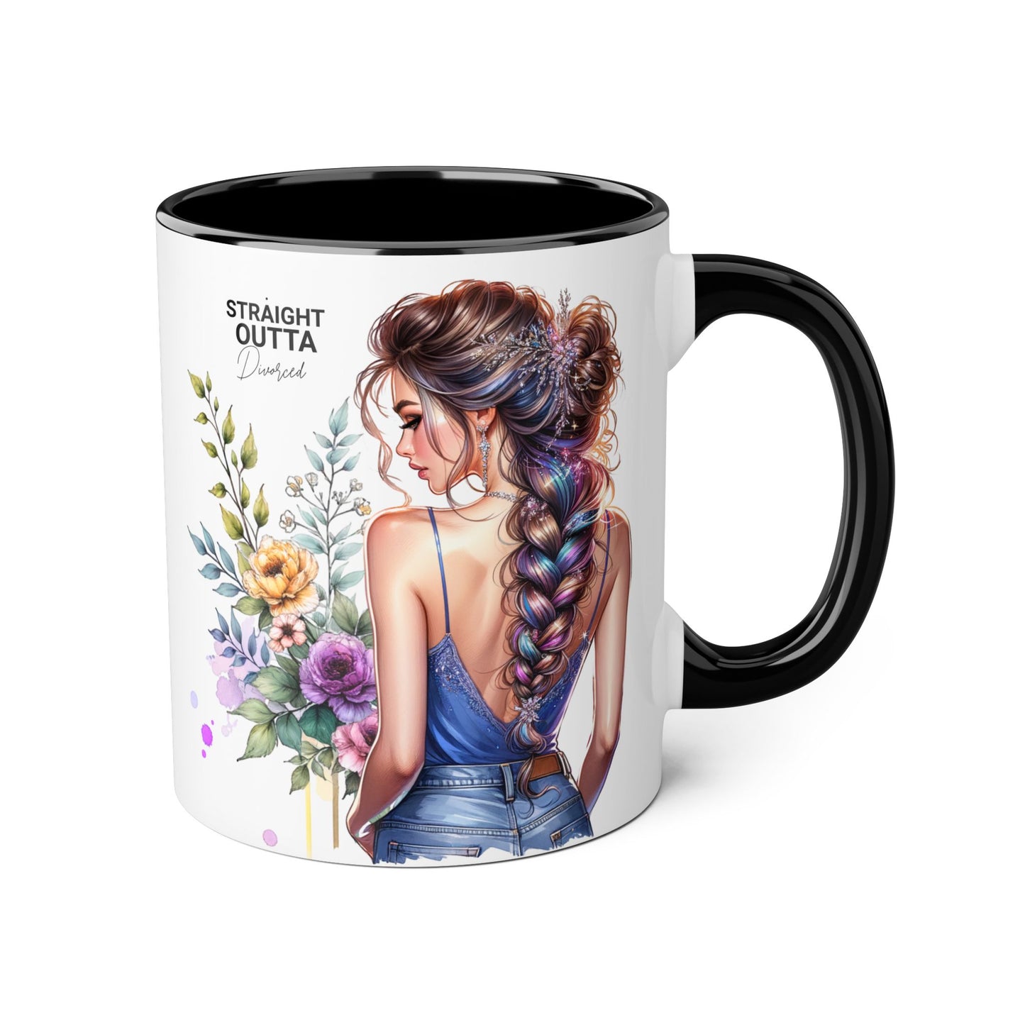 Straight Outta Divorced Humoristic Floral Art Coffee Mug, Gift for Her, Unique Coffee Cups, Floral Mugs for Any Occasion