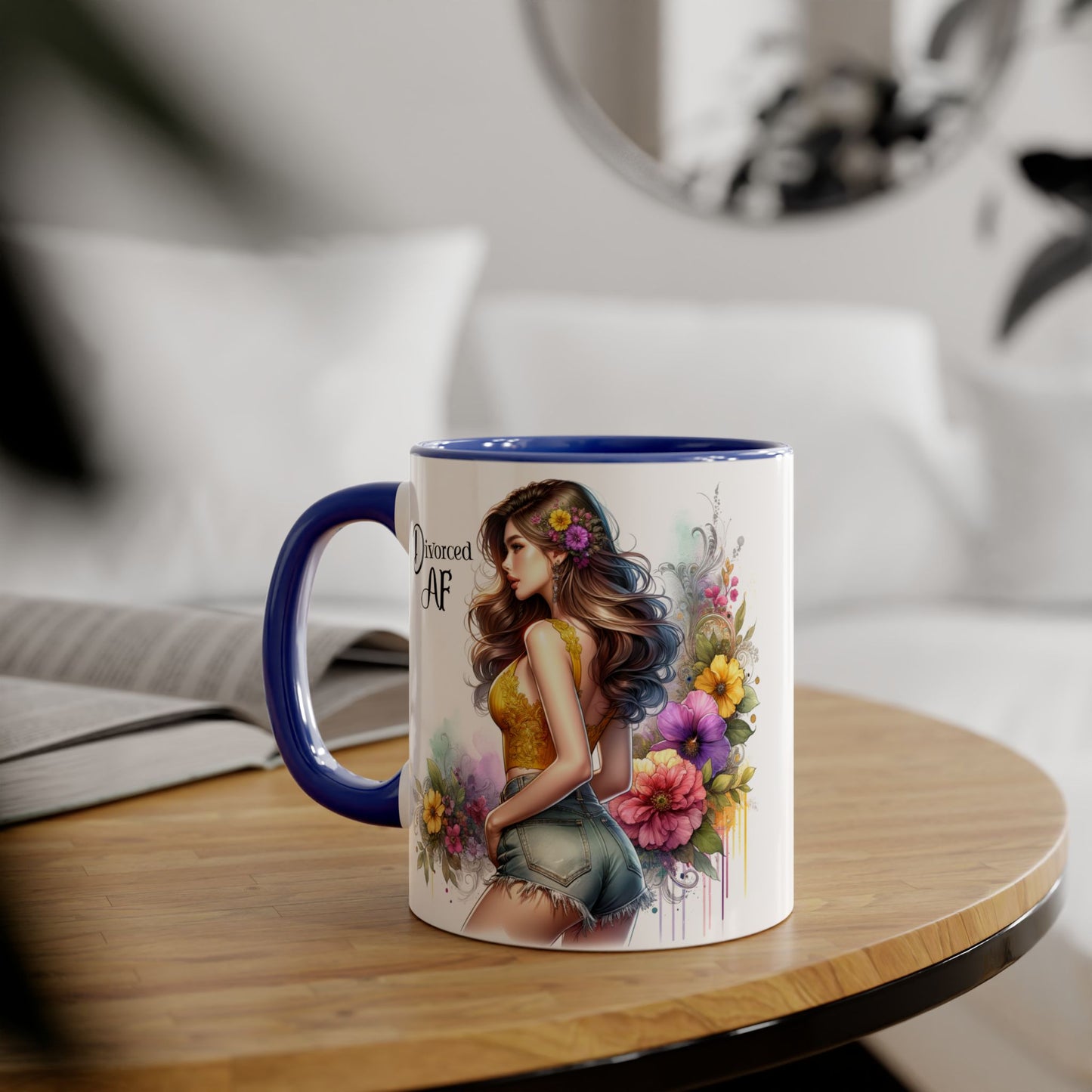 Divorced AF Floral Accent Mug, Humor Coffee Cup, Gift for Divorce Celebration, Self-Love Mug, Unique Present for Her