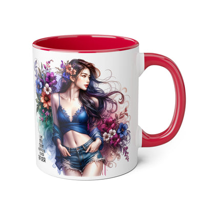 I Am My Own Happily Ever After Whimsical Floral Accent Mug - Perfect for Tea Lovers, Gift for Her, Custom Drinkware, Creative Home Decor, Inspirational Coffee Cup