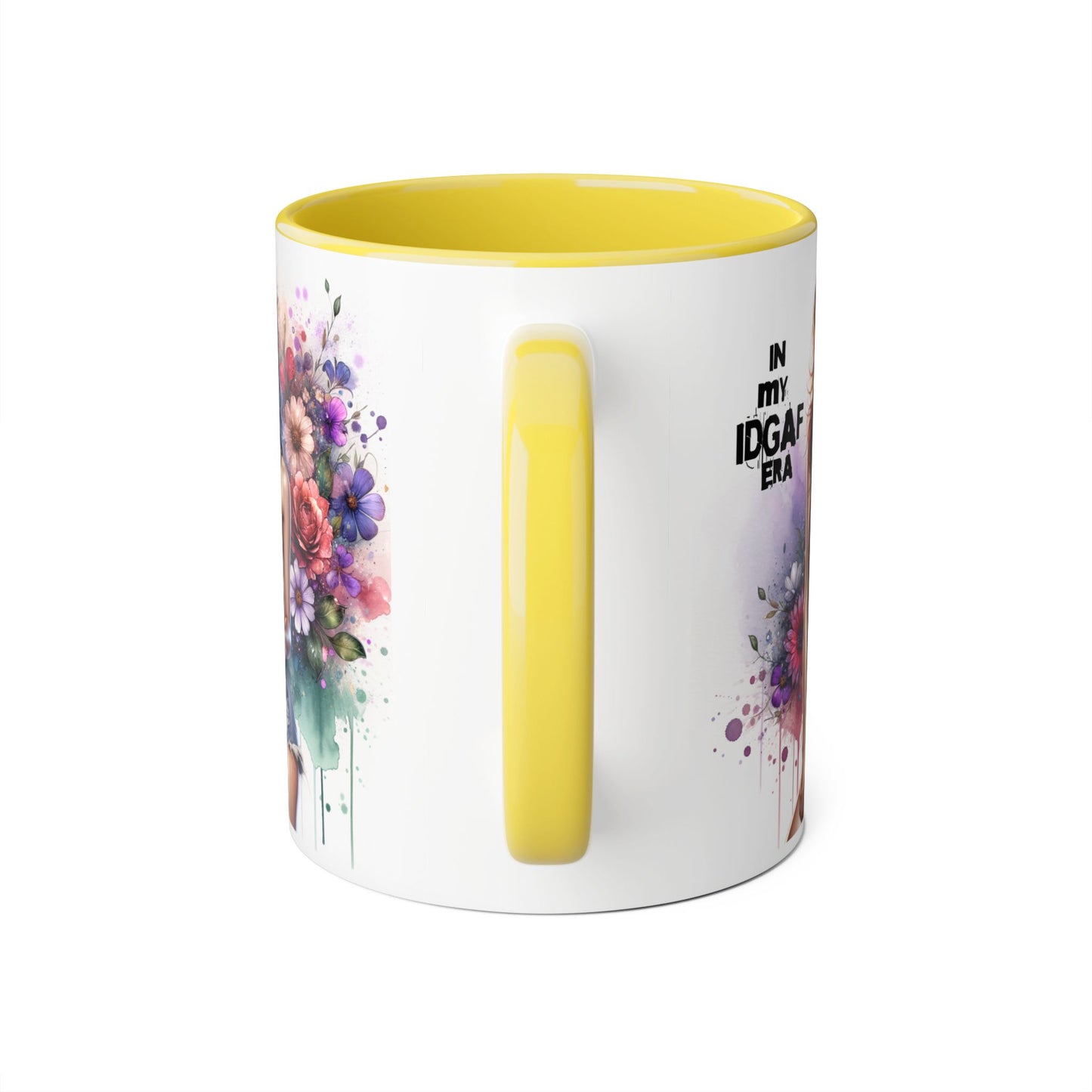 Colorful Floral IDGAF Mug, Inspiring Coffee Cup, Gift for Her, Sassy Drinkware, Unique Floral Mug, Birthday Gift