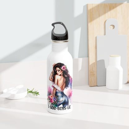 1-800-Boys-Lie Floral Inspirational Water Bottle, Perfect for Workout, Travel, and Gifts, Motivational Drinkware, Unique Everyday Use