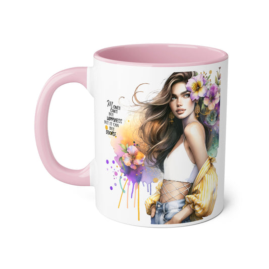 Money Can't Buy Happiness But It Can Buy Divorce Humoristic Colorful Inspirational Accent Mug with Floral Art | Unique Gift for Friends, Home Decor, Coffee Lover, Motivational Quote Mug, Birthday Gift