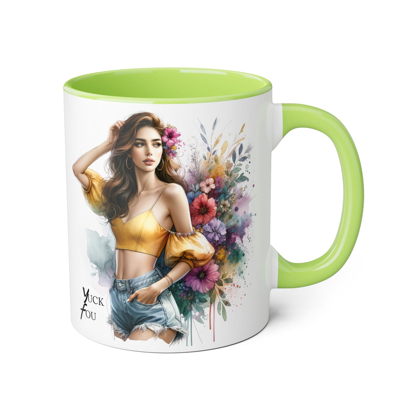 Yuck Fou Floral Accent Mug: Stylish Coffee Cup for Home, Gifts, Birthdays, Tea Lovers, Art Enthusiasts
