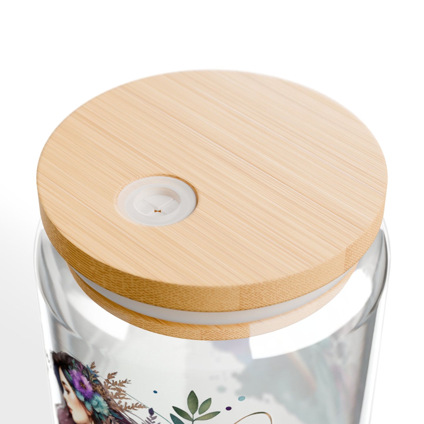 Thank U, Next Floral Sipper Glass with Bamboo Lid, 16oz, Eco-friendly Drinkware for Home, Gifts, and Celebrations