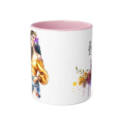 If I'm Too Much, Then Go Find Less Bohemian Accent Mugs, Inspirational Coffee Cup, Floral Art Mug, Unique Gift for Her, Cute Kitchen Decor, Perfect for Birthdays, Self-Care