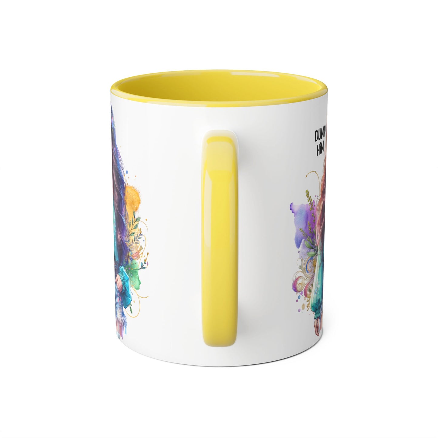 Colorful Dump Him Accent Mug, Inspirational Coffee Cup, Gift for Friends, Motivational Tea Mug, Fun Art Ceramic Cup