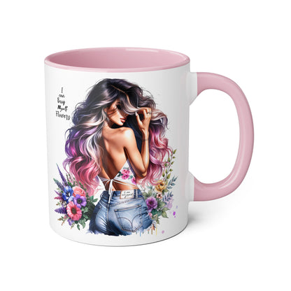 I Can Buy Myself Flowers Floral Accent Mug, Trendy Coffee Cup for Flower Lovers, Gift for Garden Enthusiasts, Home & Office Decor, Unique Floral Design