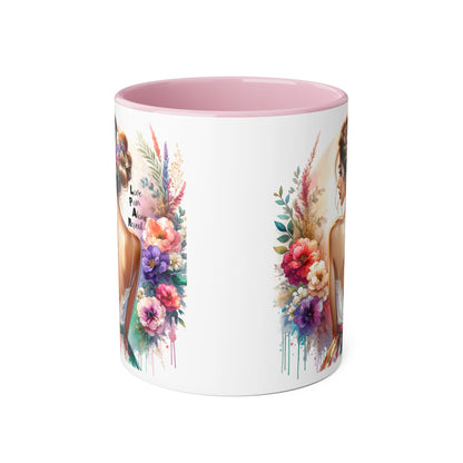 Floral Latte Mug, Inspirational Coffee Cup, Boho Style Mug, Gift for Her, Art Print Mug, Relaxing Beverage Mug