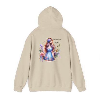 Too Cute For My Ex Floral Hoodie - Unisex Sweatshirt, Graphic Sweatshirt, Gift for Her, Cute Outfit, Spring Fashion, Art-Inspired Clothing