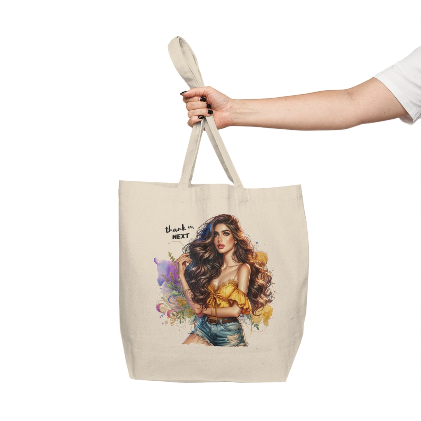Thank U, Next Chic Canvas Tote Bag with Stylish Illustration, Perfect for Shopping, Beach Days, Gifts, Eco-Friendly Bag, Trendy Accessory