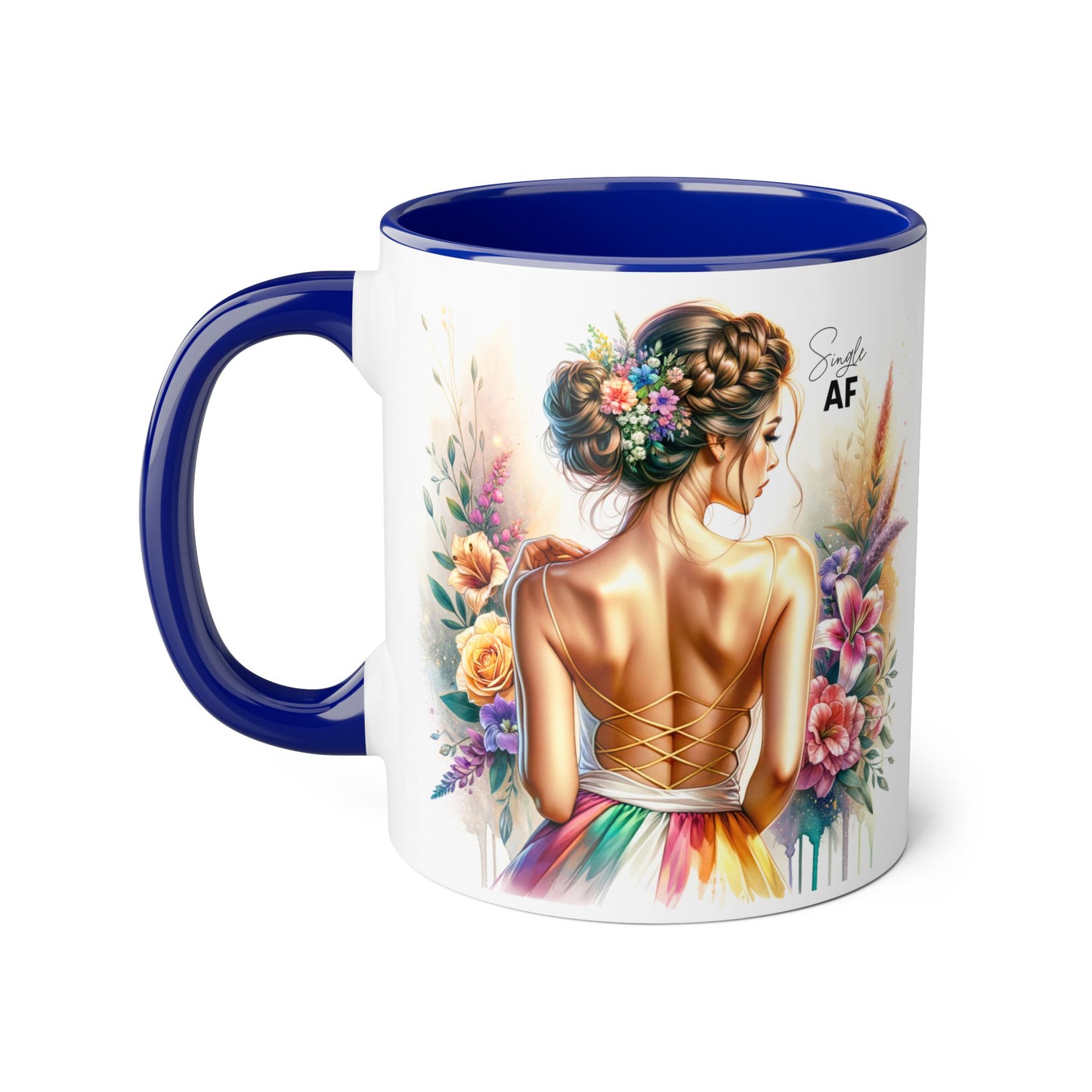 Colorful Floral Accent Mug with Inspirational Quote