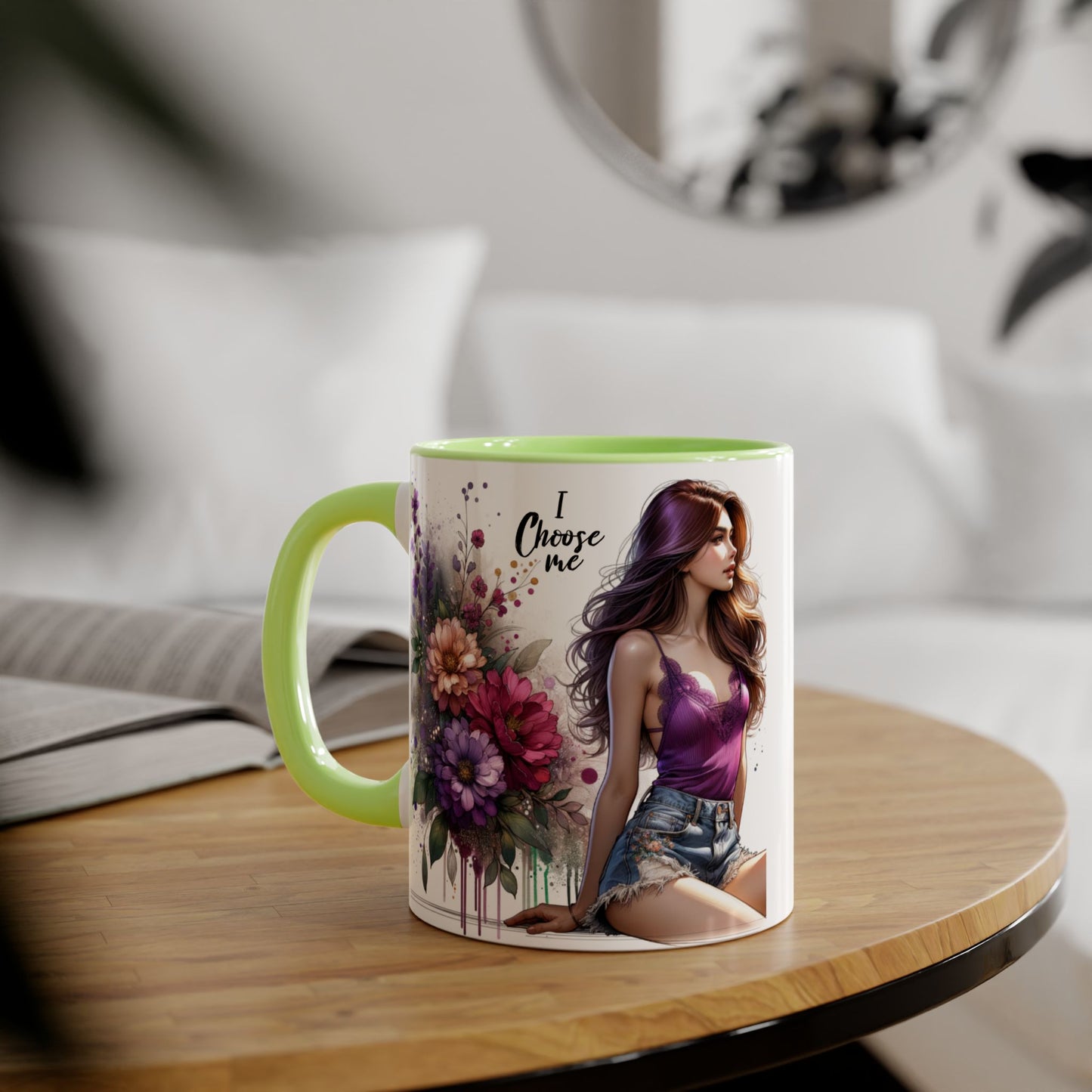 I Choose Me Elegant Floral Accent Mug, Coffee Cup, Tea Mug, Gift for Her, Inspirational Drinkware, Home Decor, Birthday Gift, Art Mug