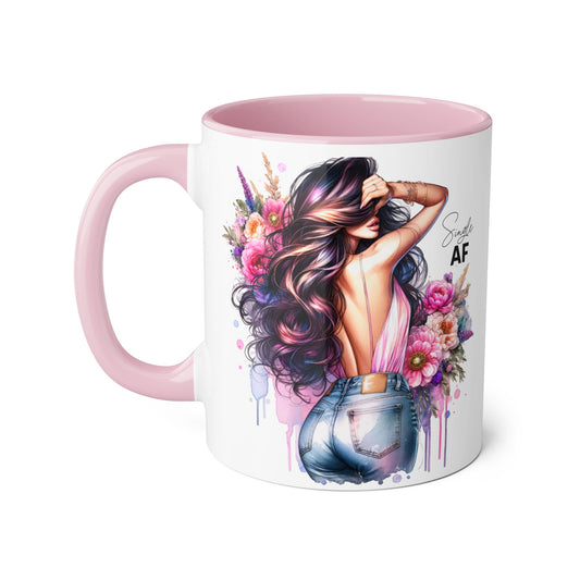 Single AF Chic Floral Accent Mug, Stylish Coffee Cup, Gift for Her, Trendy Home Decor, Birthday Present, Self-Love Reminder