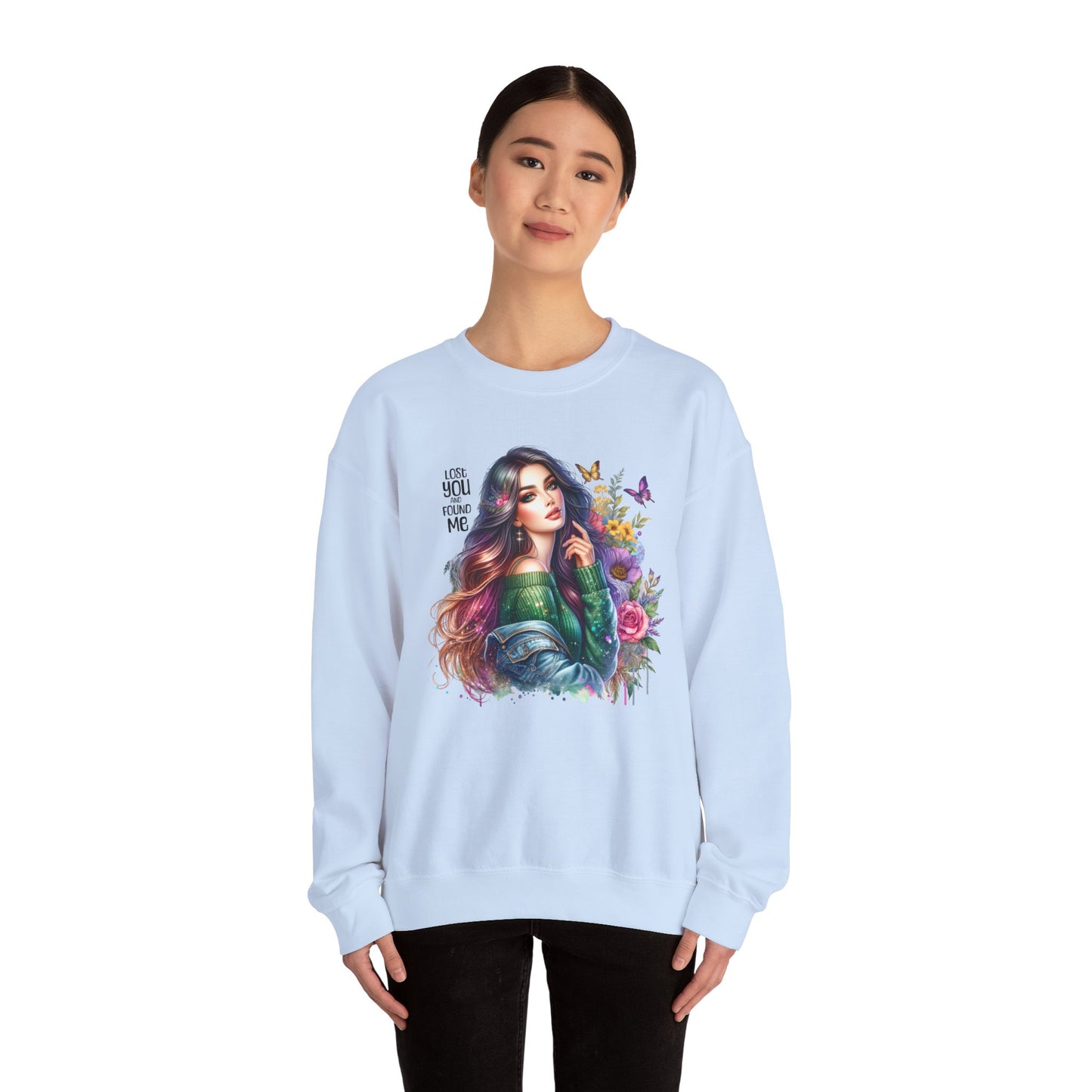 Lost You And Found Me Bohemian Floral Crewneck Sweatshirt, Cozy Graphic Sweatshirt, Gift for Her, Unique Art Pullover, Spring Fashion Crew