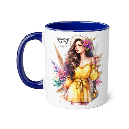 Straight Outta Divorced Humoristic Chic Floral Accent Mug, Stylish Coffee Cup, Trendy Teacup, Unique Gift for Friends, Perfect for Birthdays and Celebrations