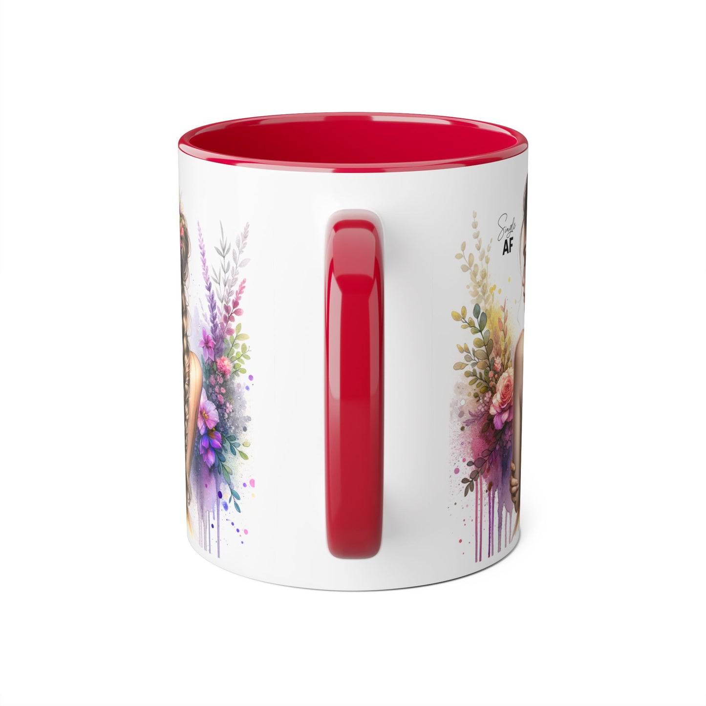 Floral Art Accent Mug, Coffee Cup for Home Decor, Gift for Her, Birthday Present, Inspirational Drinkware