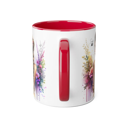 Floral Art Accent Mug, Coffee Cup for Home Decor, Gift for Her, Birthday Present, Inspirational Drinkware