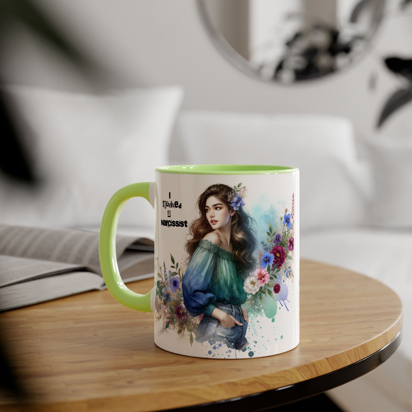 Survivor Accent Mug, Inspirational Gift Mug, Unique Art Coffee Cup, Self-Care Mug for Her, Perfect for Friendship, Recovery Gift