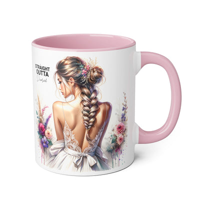 Straight Outta Divorced Humoristic Elegant Floral Accent Mug, Perfect Gift for Weddings, Bridesmaid, Coffee Lovers, Home Decor, Floral Mug, Art Mug