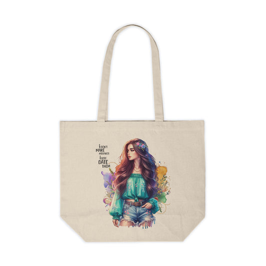 I Don`t Make Mistakes, I Just Date Them Bohemian Canvas Shopping Tote | Eco-Friendly Bag | Art Tote for Women | Gift for Her | Fashionable Market Tote