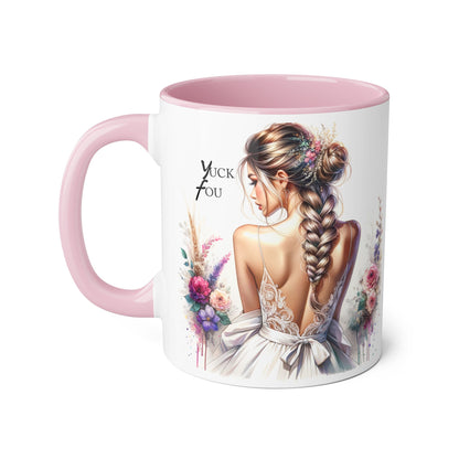 Yuck Fou Elegant Floral Accent Mug, 11oz - Inspirational Gift for Her, Coffee Lover, Home Decor, Wedding Gift, Personalized Tea Cup