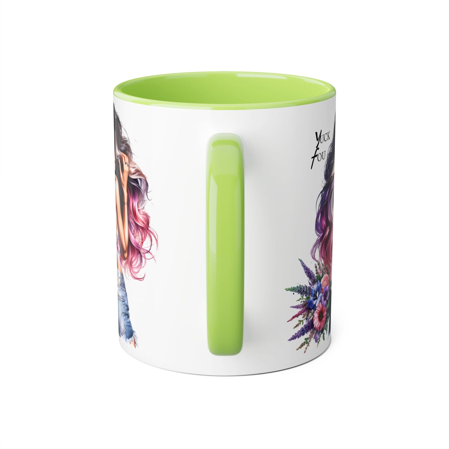 Yuck Fou Bohemian Floral Accent Mug, Artistic Coffee Cup, Unique Gift for Her, Trendy Home Decor, Floral Design