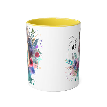 Single AF Floral Accent Mug - Perfect Gift for Singles, Coffee Lovers, Birthday, Self-Care, Galentine's Day