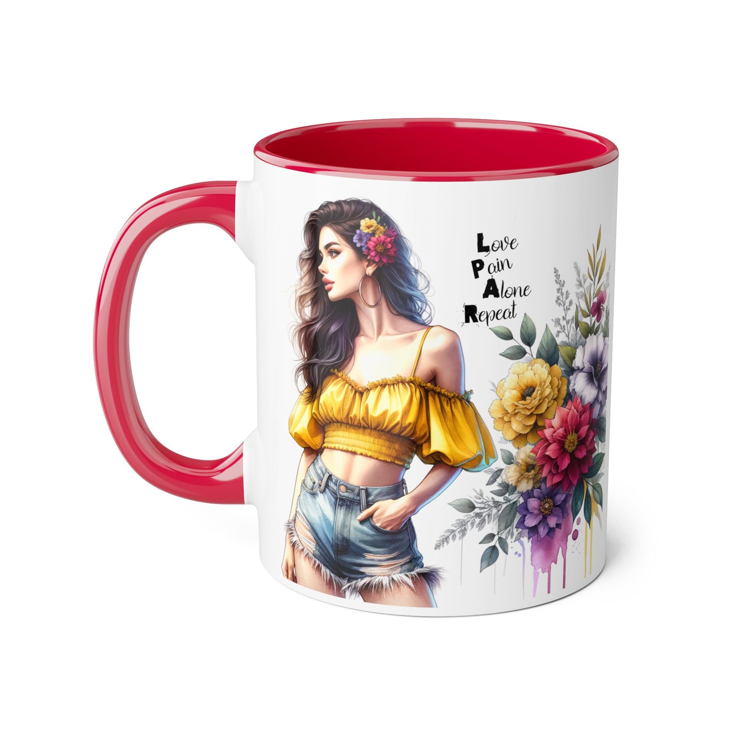 Boho Floral Accent Mug, Stunning Gift for Tea Lovers, Home Decor, Coffee Lover's Gift, Birthday Present, Art Print Mug