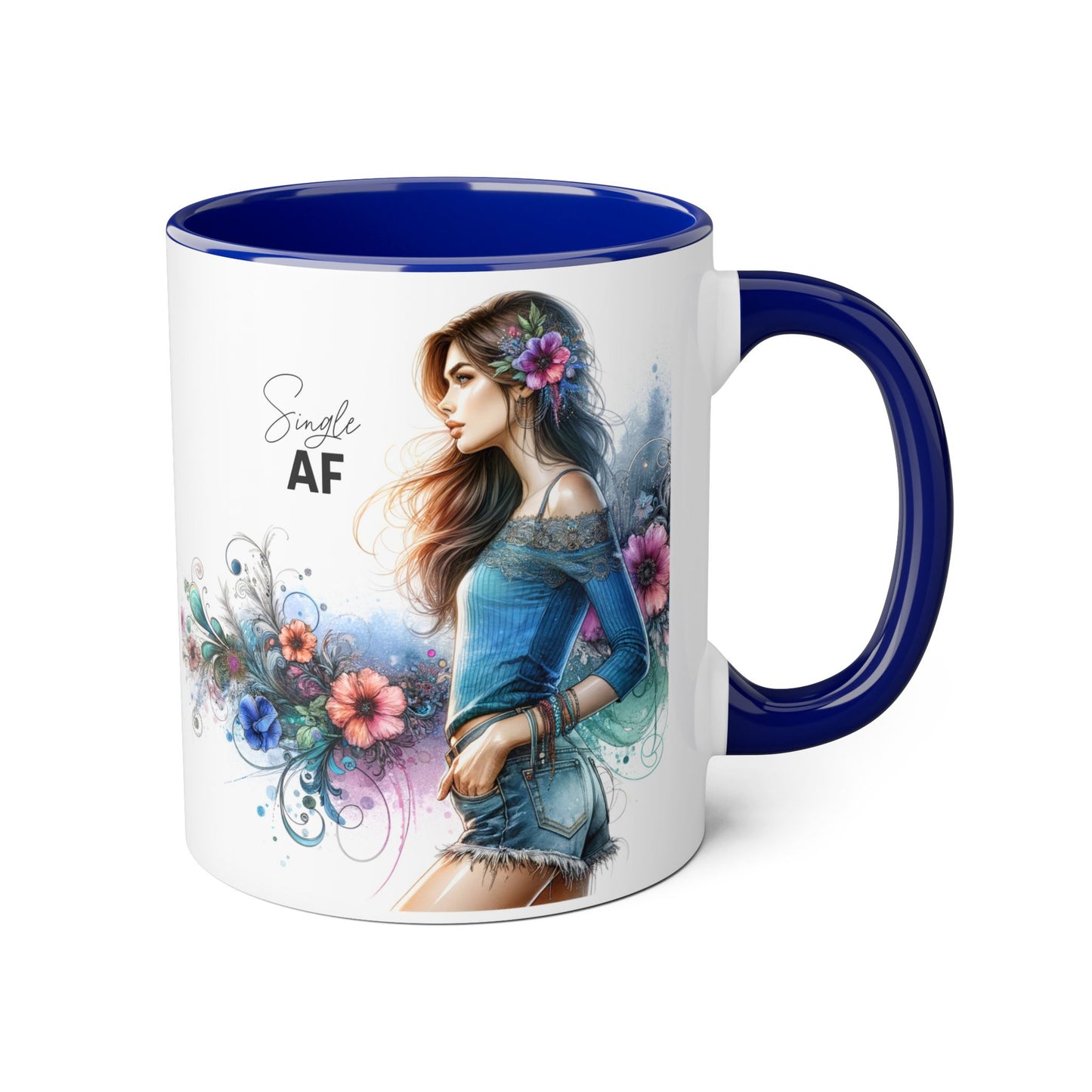 Stylish Accent Mug, Coffee Lover Gift, Floral Design Mug, Trendy Drinkware, Unique Gift for Her, Simple AF Mug