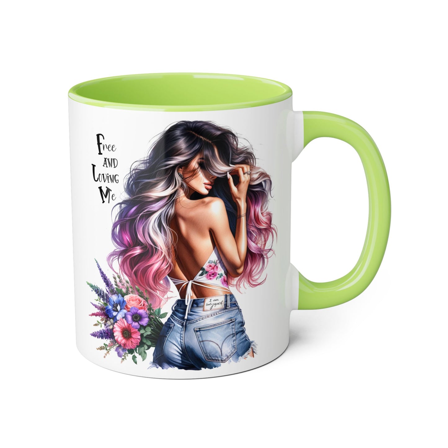 Free and Loving Me Bohemian Accent Mug | Free and Living Me | Floral Art Coffee Cup | Gift for Her | Inspirational Drinkware