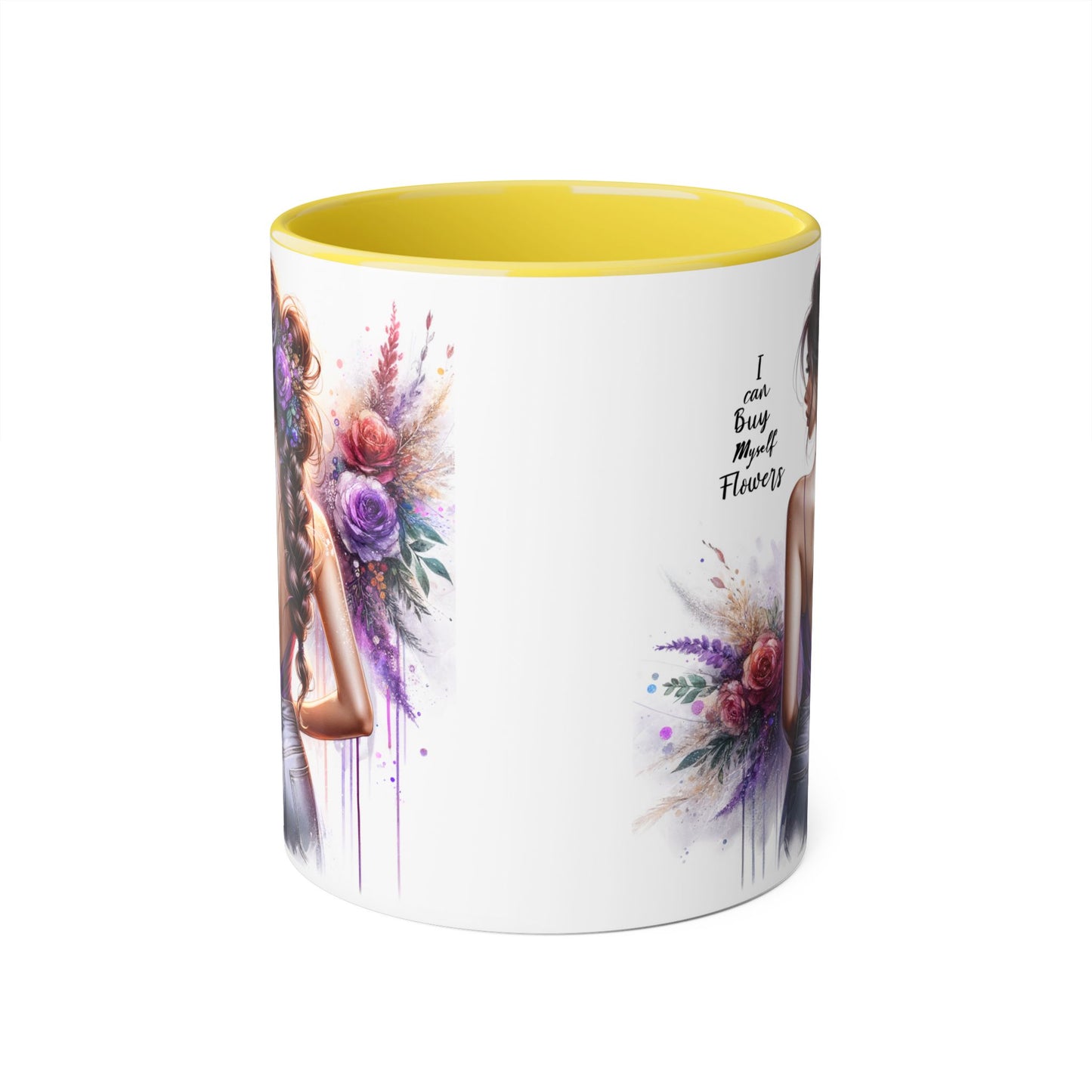 I Can Buy Myself Flowers Floral Artwork Accent Mug, Gift for Flower Lovers, Inspirational Coffee Cup, Unique Home Decor, Mother's Day Present