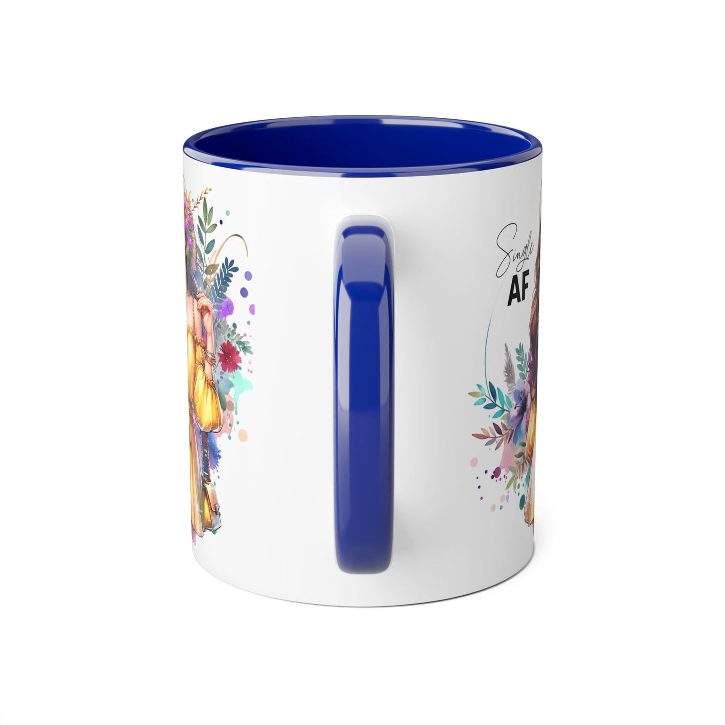 Single AF Floral Accent Mug - Perfect Gift for Singles, Cute Coffee Cup for Friends, Birthday or Self-Care Treat