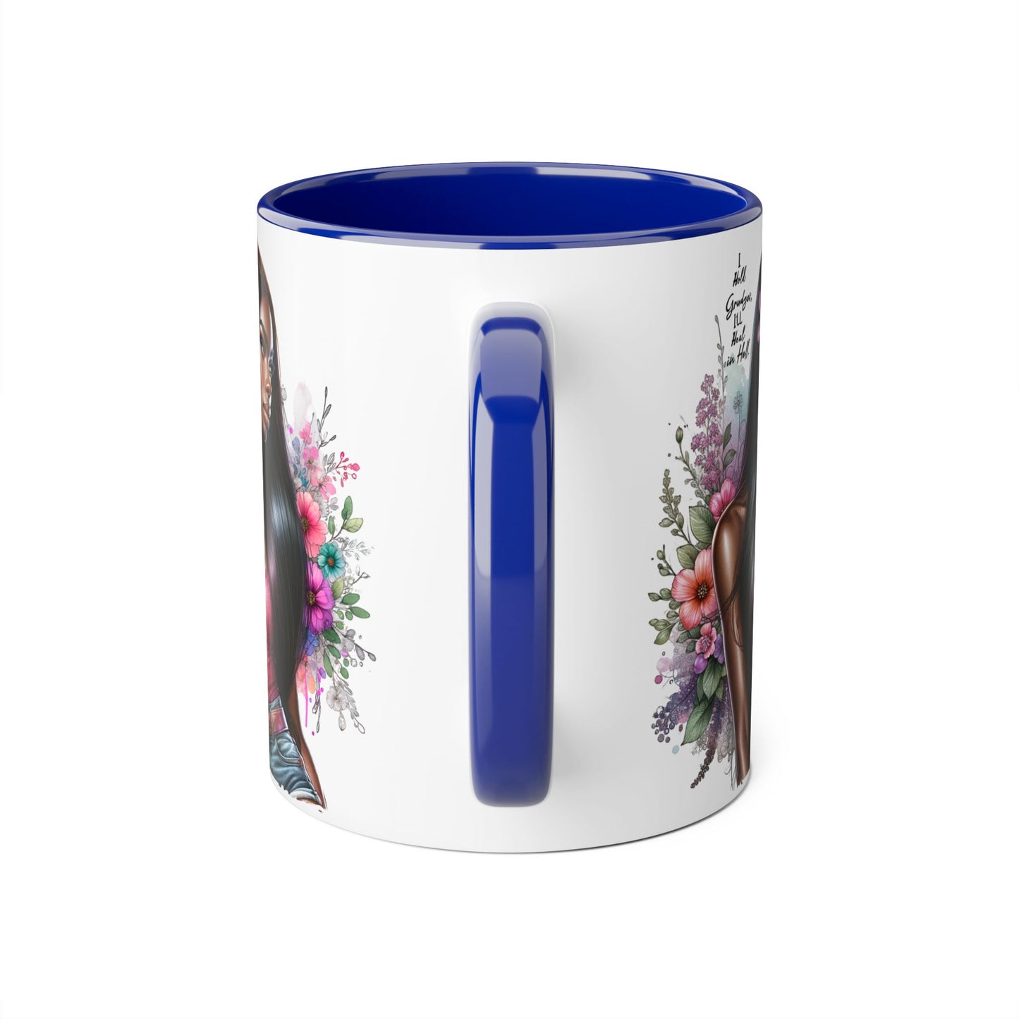 I Hold Grudges, I'll Heal in Hell  Humoristic Floral Portrait Coffee Mug - Perfect Gift for Her, Stylish Home Decor, Inspirational Quote, Unique Tea Cup, Birthday Treat