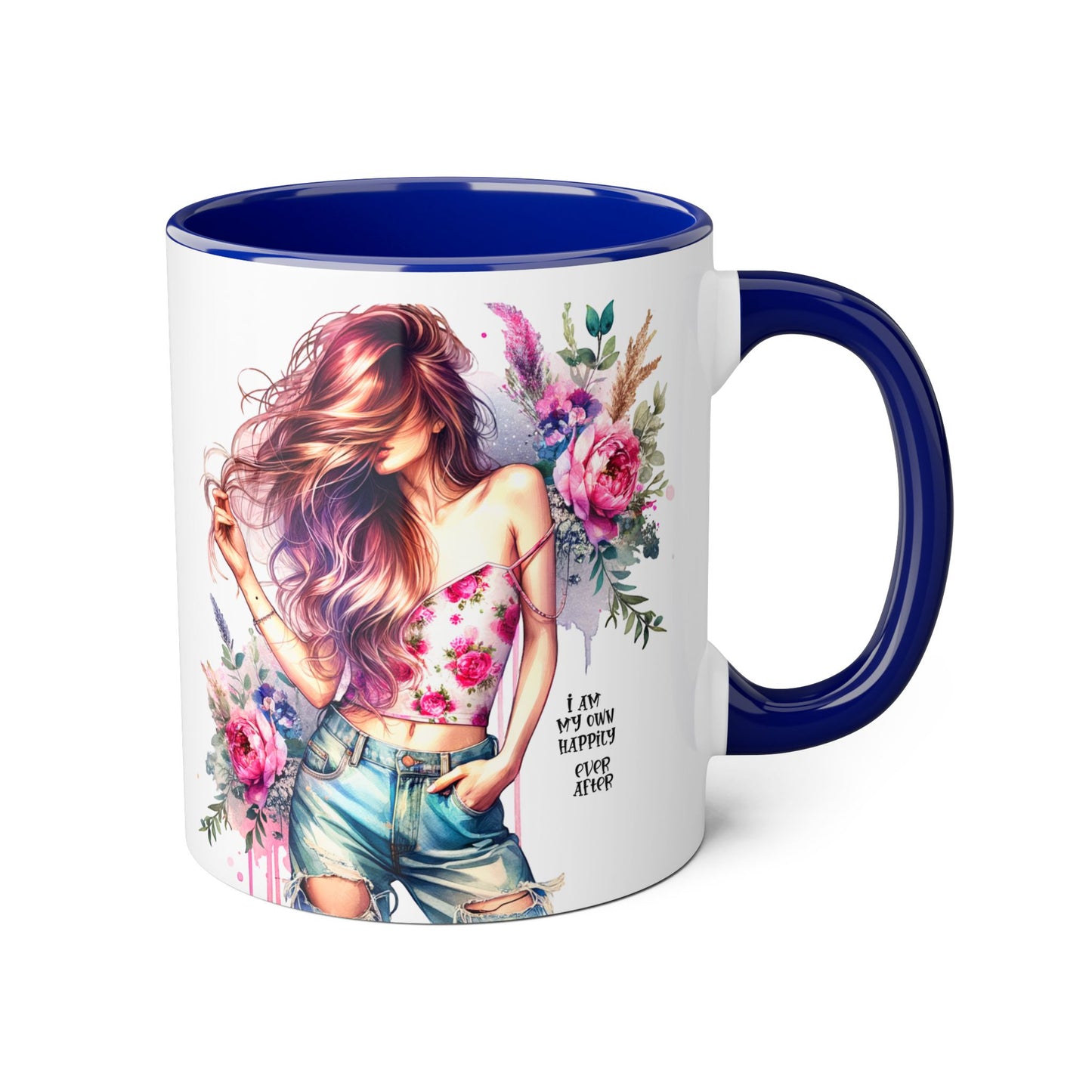 I Am My Own Happily Ever After Floral Beauty Accent Mug - Inspirational Coffee Cup, Gift for Her, Floral Mug, Motivational Drinkware, Cute Kitchen Decor