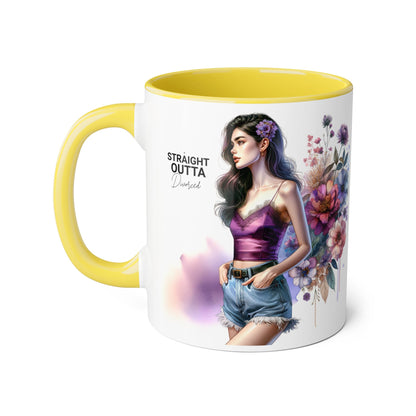 Straight Outta Divorced Humoristic Artistic Accent Mug, Unique Floral Coffee Cup, Gift for Her, Home Decor, Straight Outta Design, Inspirational Tea Mug