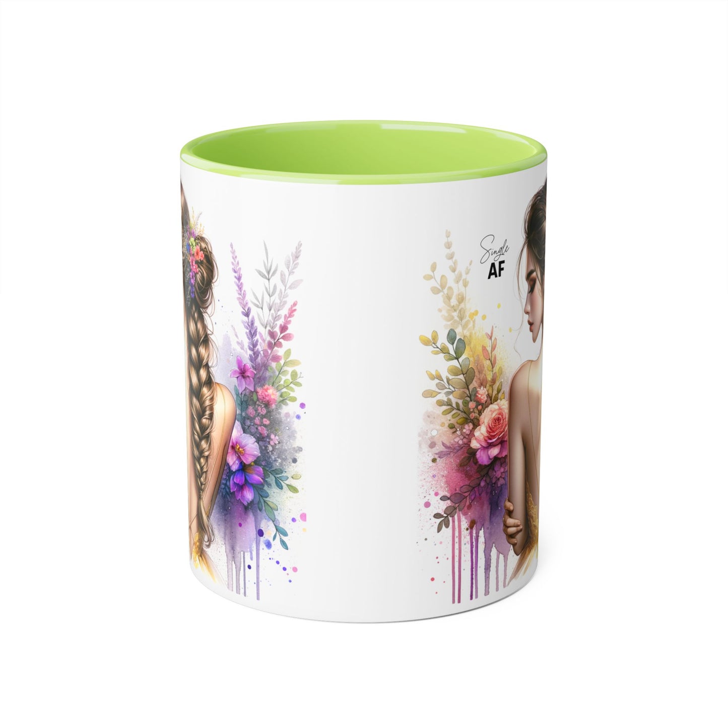 Floral Art Accent Mug, Coffee Cup for Home Decor, Gift for Her, Birthday Present, Inspirational Drinkware