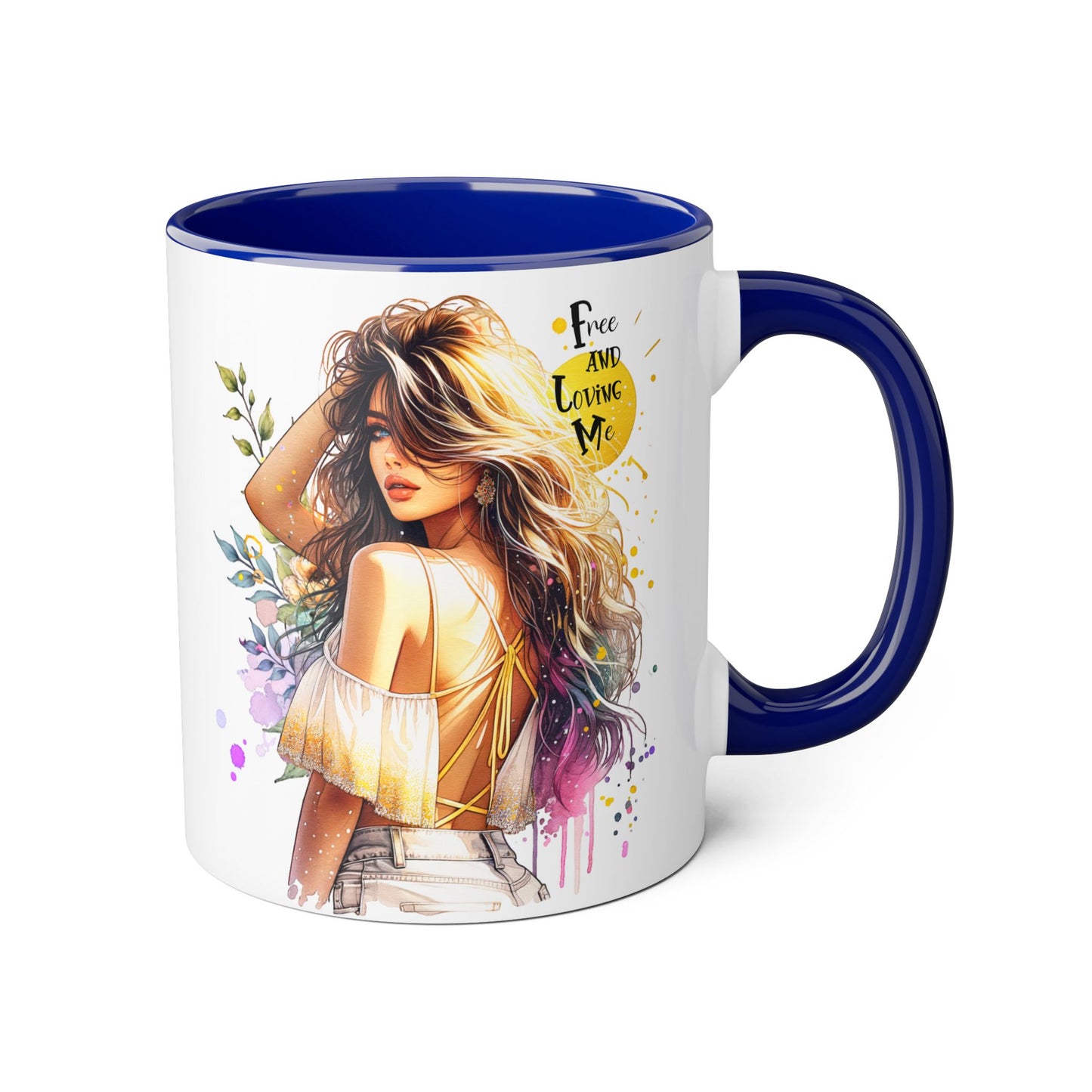 Free and Loving Me Boho Chic Accent Mug, Inspirational Coffee Cup, Free and Living Me, Gift for Her, Art Print Mug, Home Decor