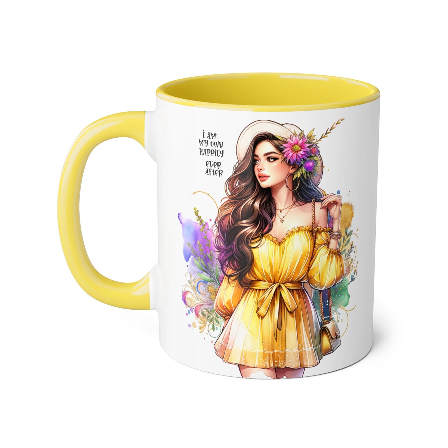 I Am My Own Happily Ever After Empowered Woman Accent Mug - 11oz Black Trim | Inspirational Coffee Cup | Perfect Gift for Friends & Self-Care