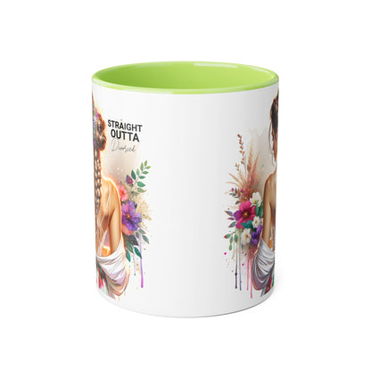 Straight Outta Divorced Humoristic Elegant Floral Accent Mug - Straight Outta Inspired Design, Coffee Cup, Gift for Her, Home Decor, Unique Drinkware, Birthday