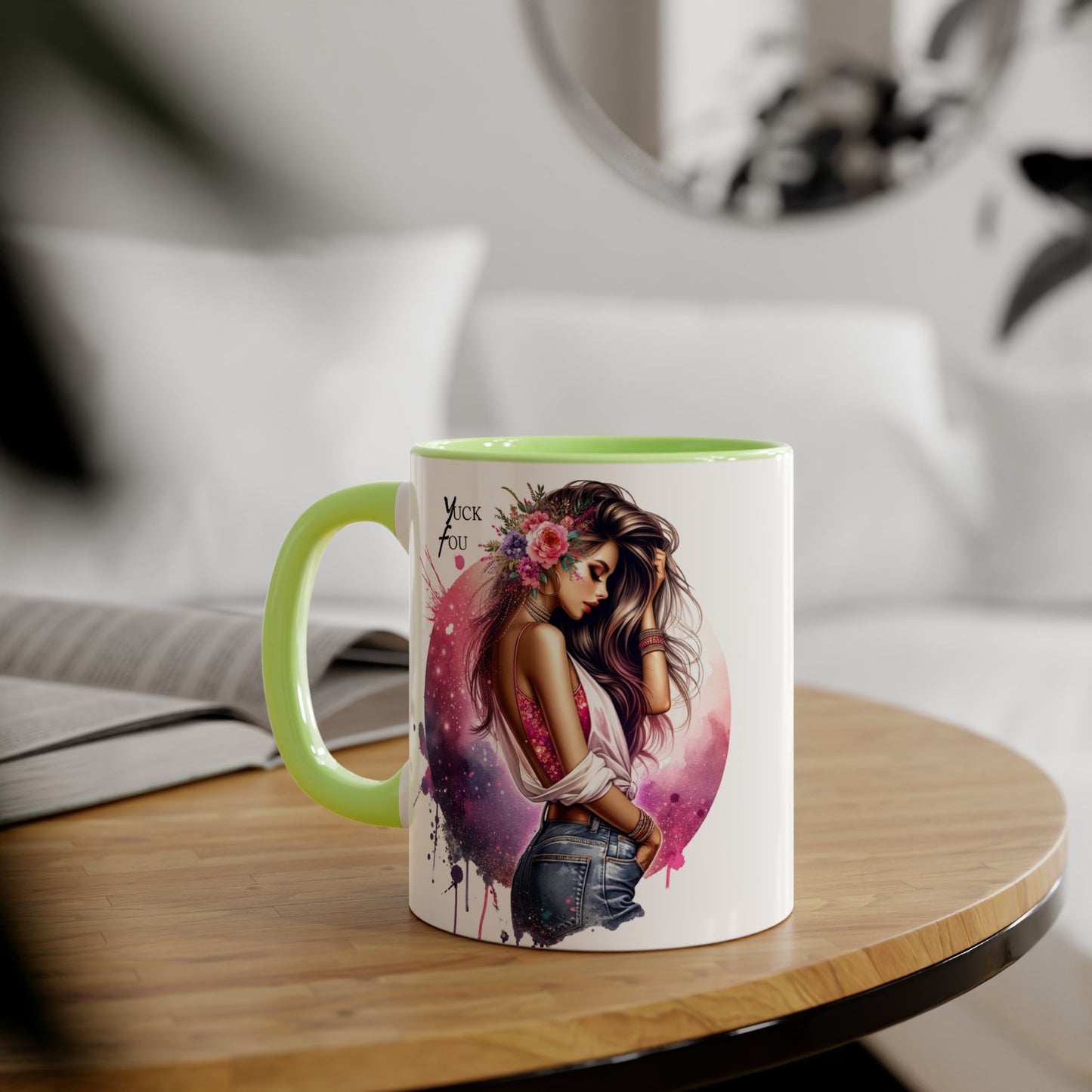 Yuck Fou Stylish Accent Mugs, Floral Design for Coffee Lovers, Unique Gift, Art Mug, Personalized Drinkware, Vibrant Tea Cups