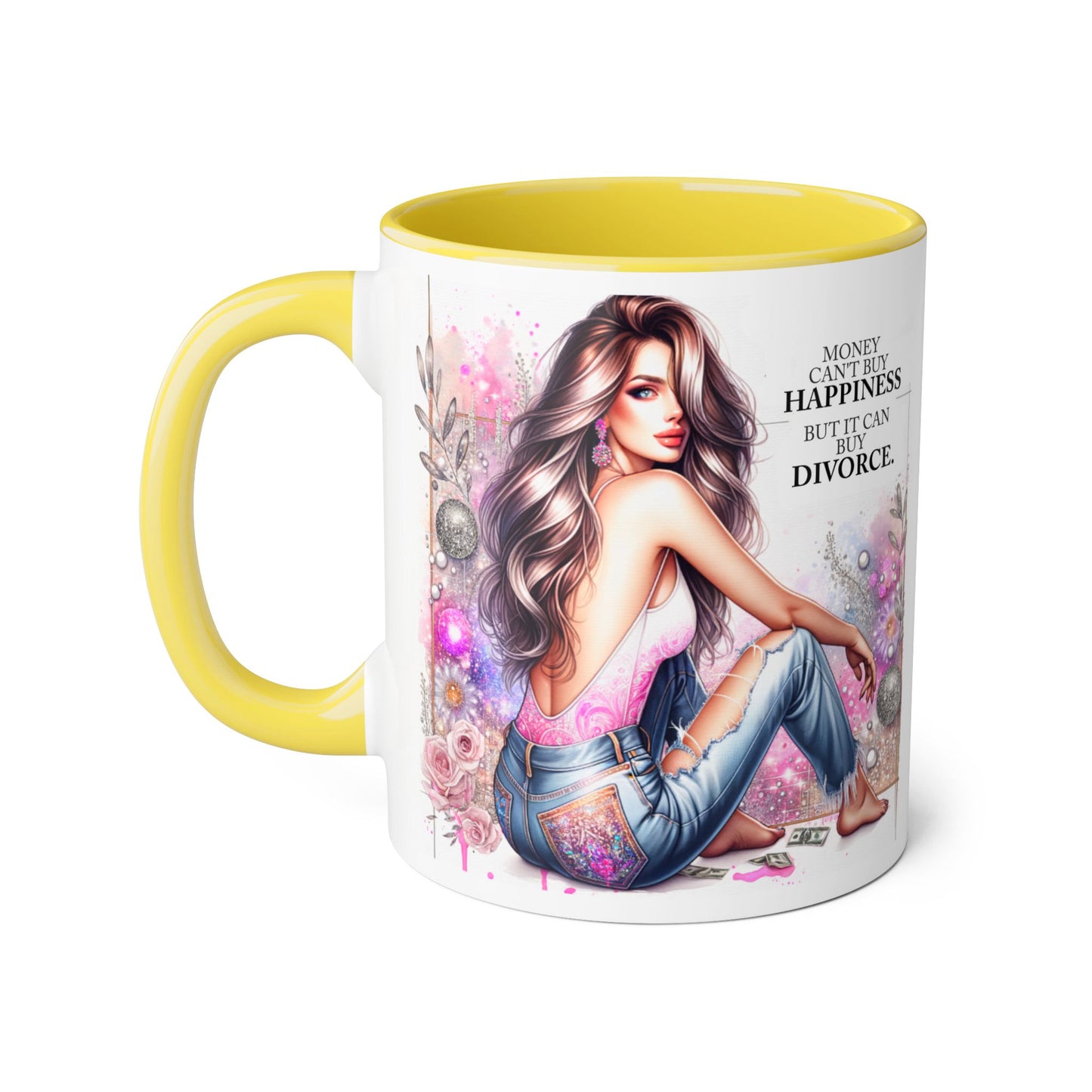 Money Can't Buy Happiness But It Can Buy Divorce Humoristic  Accent Mug | Funny Coffee Cup | Gift for Her | Unique Barware for Friends | Birthday & Self-Care Mug